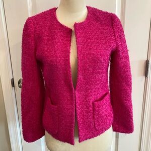 J. Crew Women’s hot pink 90% wool tweed jacket - cropped